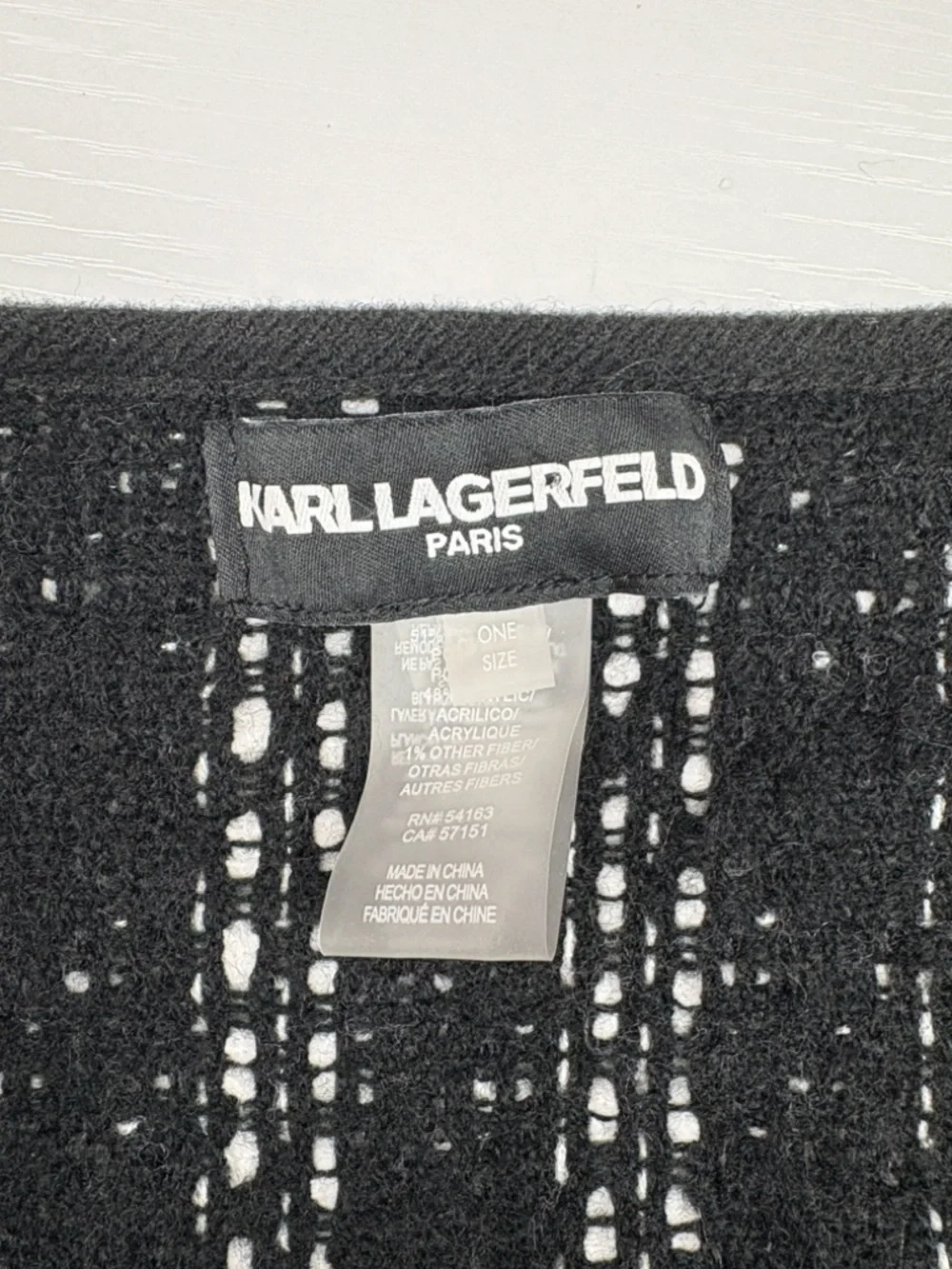 Karl Lagerfled Tweed Plaid Oversized Button-Up Poncho Knit Sweater Black OS - Picture 7 of 7